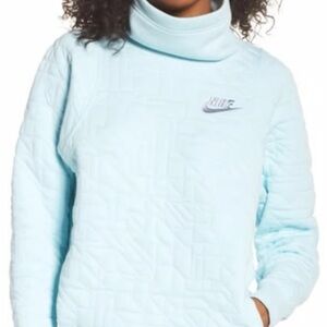 Nike Women's Sky Blue Quilted Crew Neck Sweater